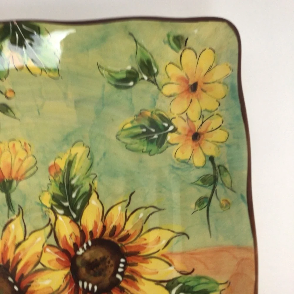 Floral Sunflower Ceramic Accent Plate - Picture 4 of 11